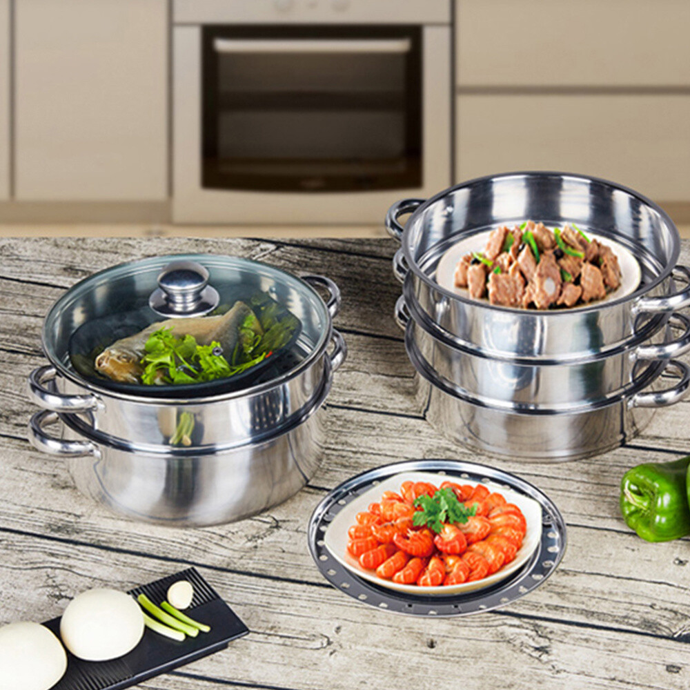 5 Etagen Dampfkocher Gardampftopf Edelstahl Dampfgarer 30cm DE - Image 3