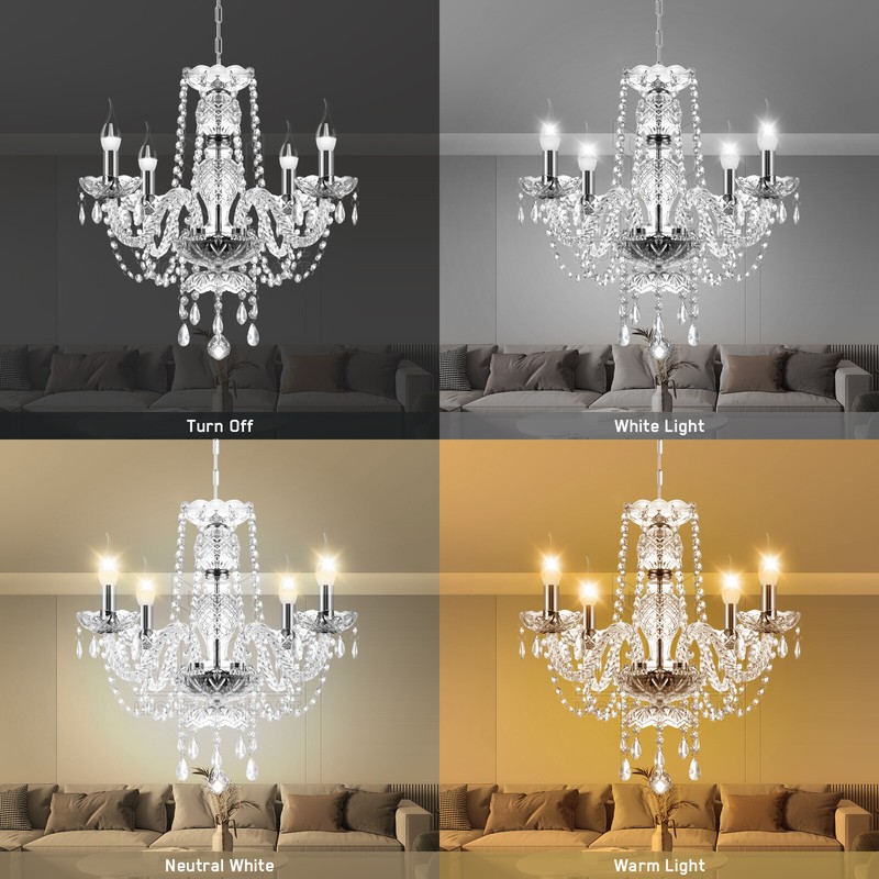 4-armig Kronleuchter Lüster Kristalle Hängeleuchte Lampen Licht Hängelampe 44cm - Image 2