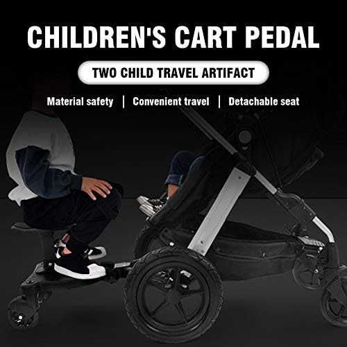 H-YEEU Schwarz Buggy Board Mit Sitz, Kinder Buggy Board, Trittbrett Für Kinderwagen, Abnehmbar Kinderwagenzubehör für Kinder von 2-6 Jahren (25 kg) - Image 2