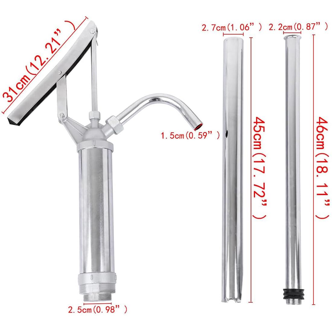 H-YEEU Ölfasspumpe Hebelbetrieb Ausziehbar für 60L & 200L Metallfässer Öl Handpumpe mit Rutschfestem Griff 20L/min für Motoröl, Getriebeöl, Diesel Leichtes Gusseisen - Image 2