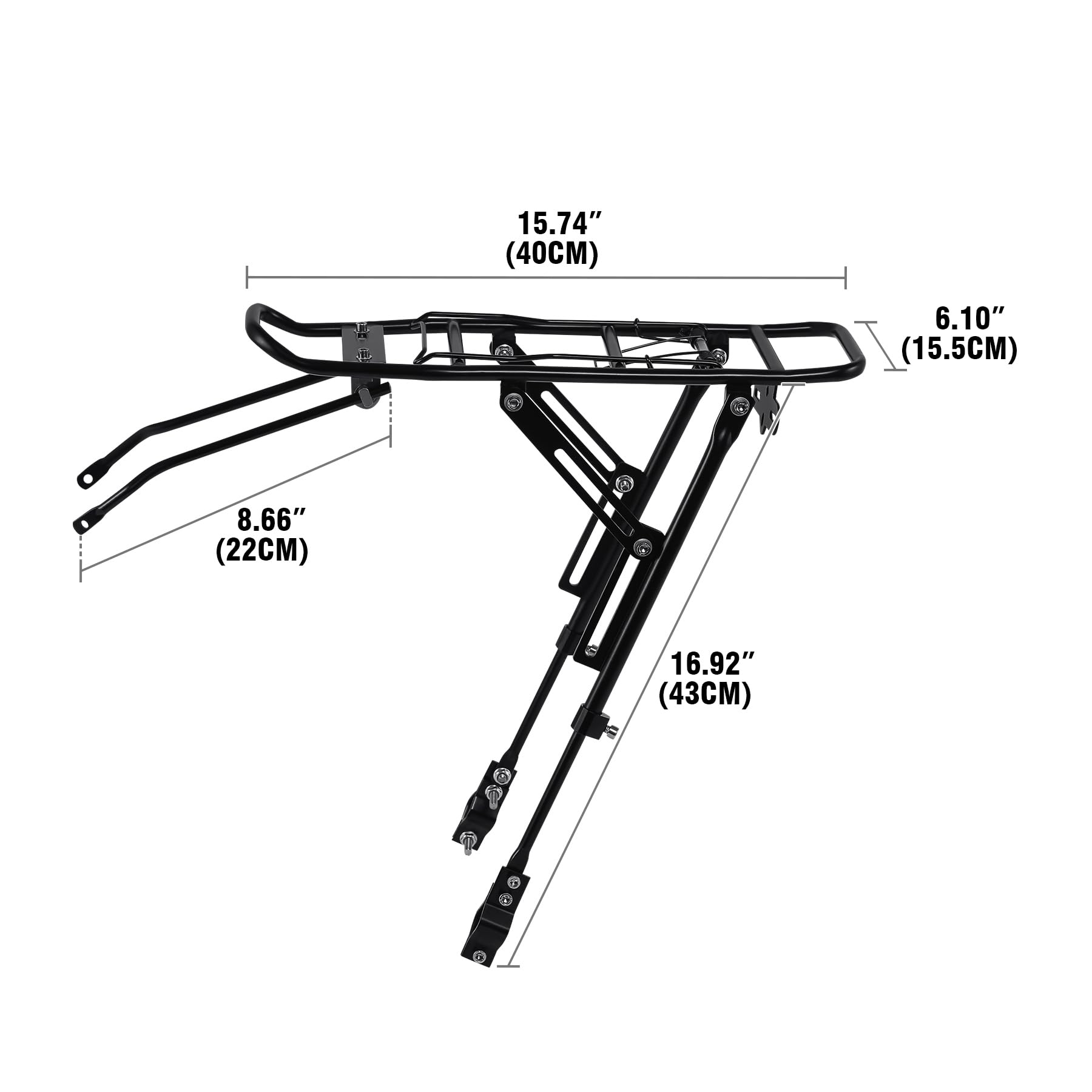 KayEsampra Alu Fahrradgepäckträger, Für 24-29 Zoll, Belastbar bis 50 kg, Fahrrad Gepäckträger, MTB Mountainbike Rear Rack Schwarz - Image 3