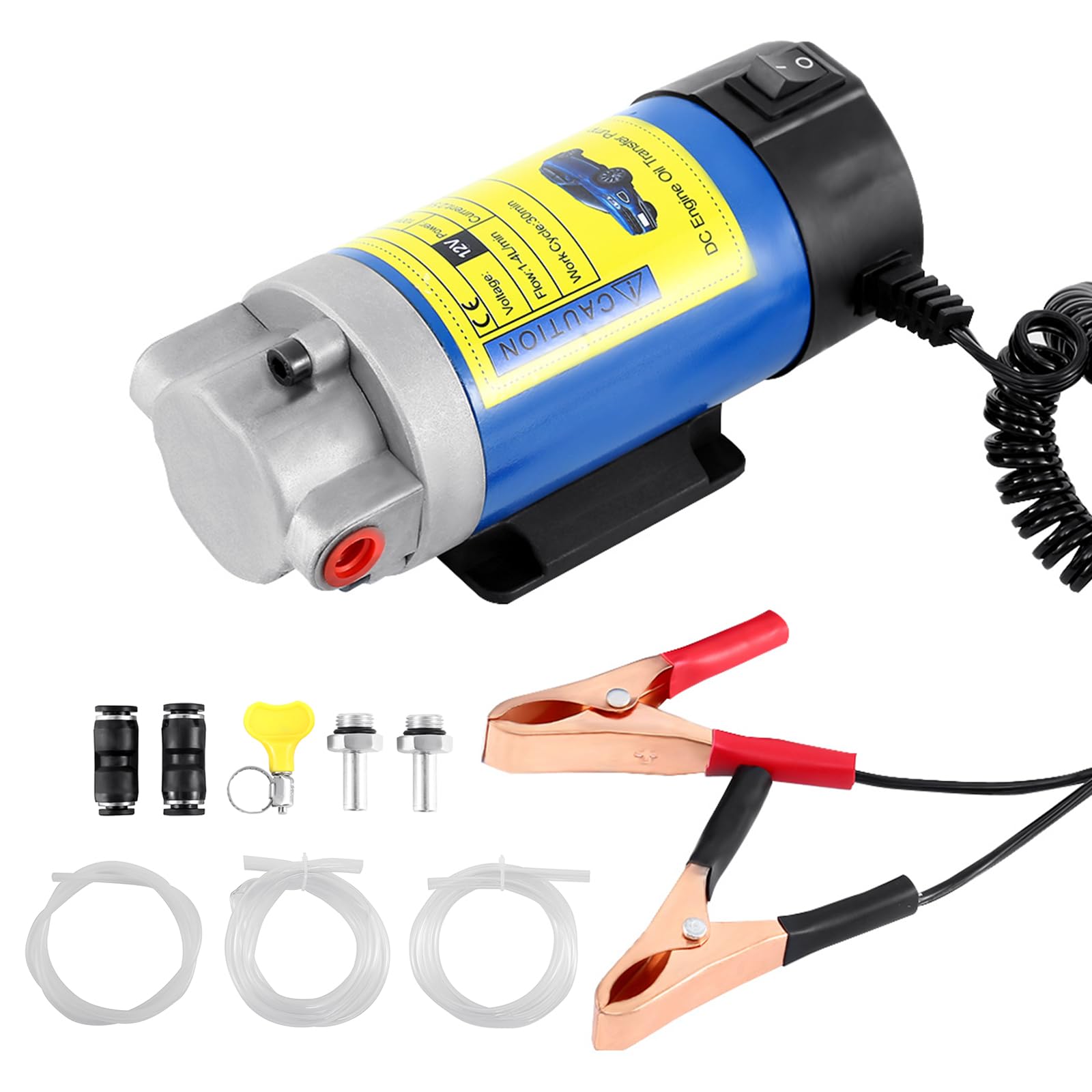 H-YEEU Dieselpumpe 12V 24V 100W Ölabsaugpumpe Kraftstoffpumpe Motoröl-Wechsel Diesel Umfüllpumpe Fluid ExtractorGeräuscharm Ausgestattet mit 3 Rohren