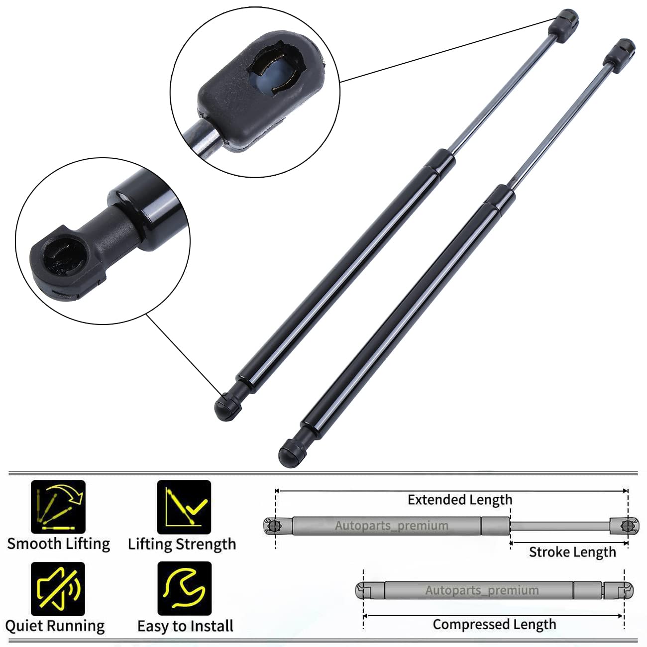 H-YEEU 2x Gasfeder Heckklappe Stoßdämpfer Kofferraum für Golf VI MK6 5K1 Schrägheck 2008-2013 Replace # 5K6827550B - Image 3