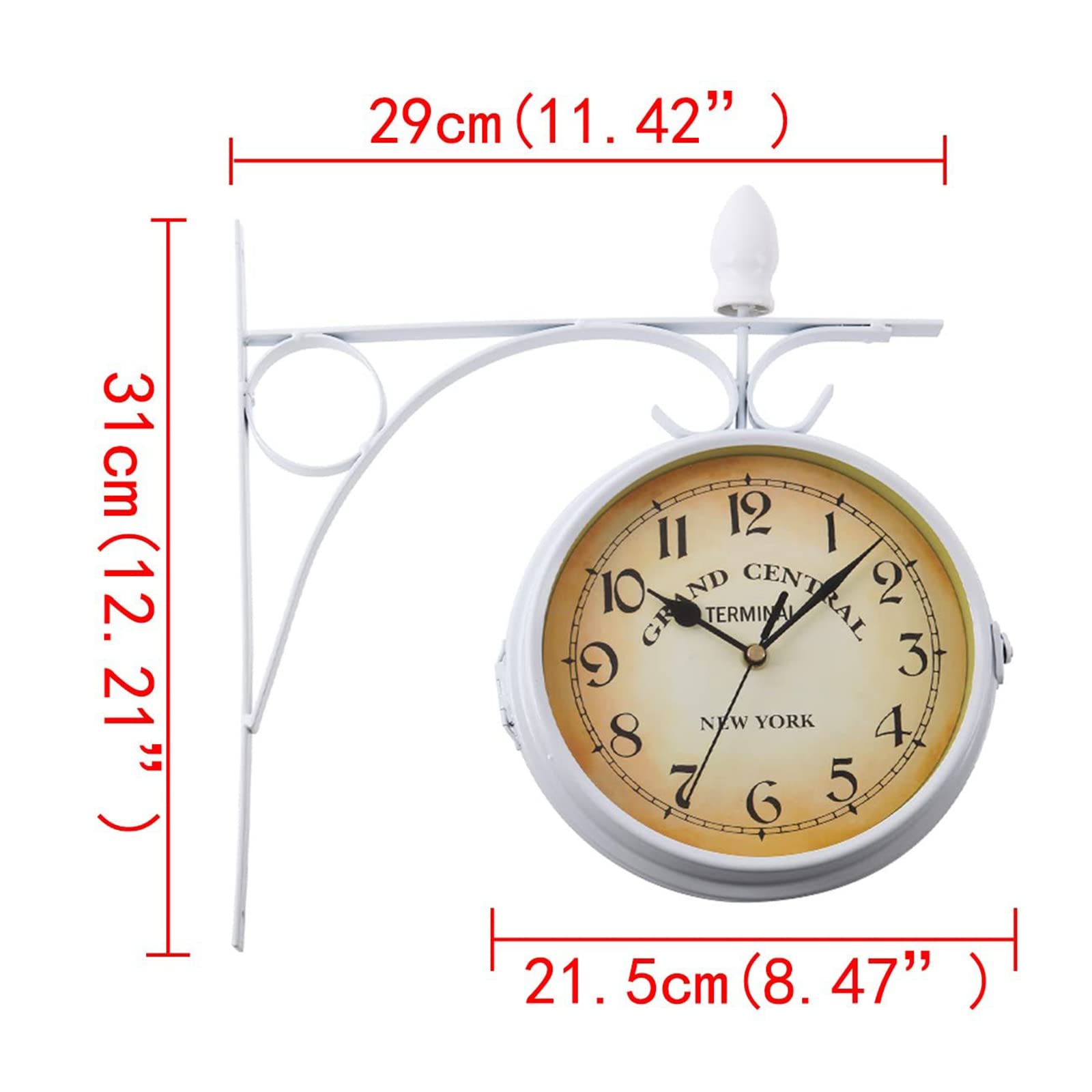 H-YEEU Doppelseitige Bahnhofsuhr Retro Zweiseitige Wanduhr Eisen Retro Wanduhr, Zahlen Wanduhr 31 cm * 29 cm Dekorative Wanduhr mit Halterung - Image 2