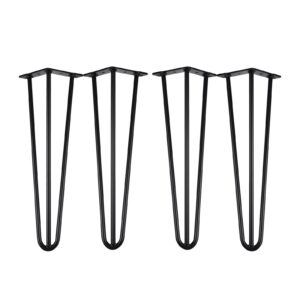 KayEsampra 4er Set Haarnadel Tischbeine Haarnadel Möbelfüße Tischkufen Haarnadelbeine, Beinhöhe ca 40 cm/16inch Metall Tischbeine Tischfußhalterung DIY Handarbeit für Schreibtisch Esstisch Schwarz