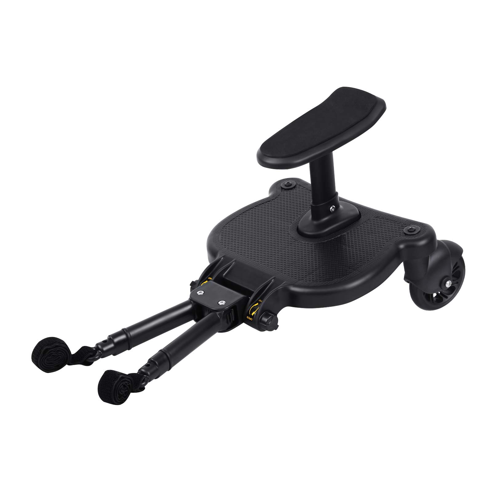 H-YEEU Schwarz Buggy Board Mit Sitz, Kinder Buggy Board, Trittbrett Für Kinderwagen, Abnehmbar Kinderwagenzubehör für Kinder von 2-6 Jahren (25 kg)