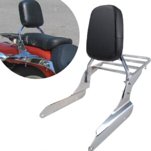 H-YEEU Rückenlehne Sissy Bar Mit Gepäckträger Rückenlehne Pad Beifahrer Rückenkissen Pad für Honda Shadow VT600 VLX600 1999-2007