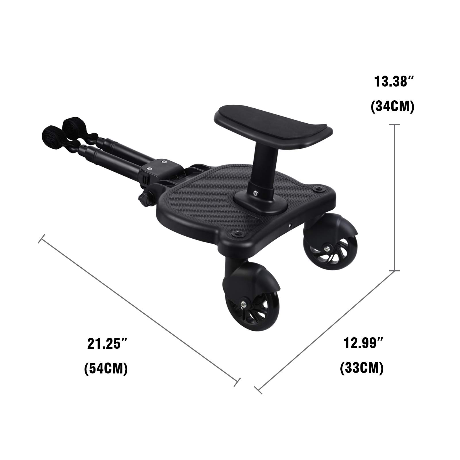 H-YEEU Schwarz Buggy Board Mit Sitz, Kinder Buggy Board, Trittbrett Für Kinderwagen, Abnehmbar Kinderwagenzubehör für Kinder von 2-6 Jahren (25 kg) - Image 4