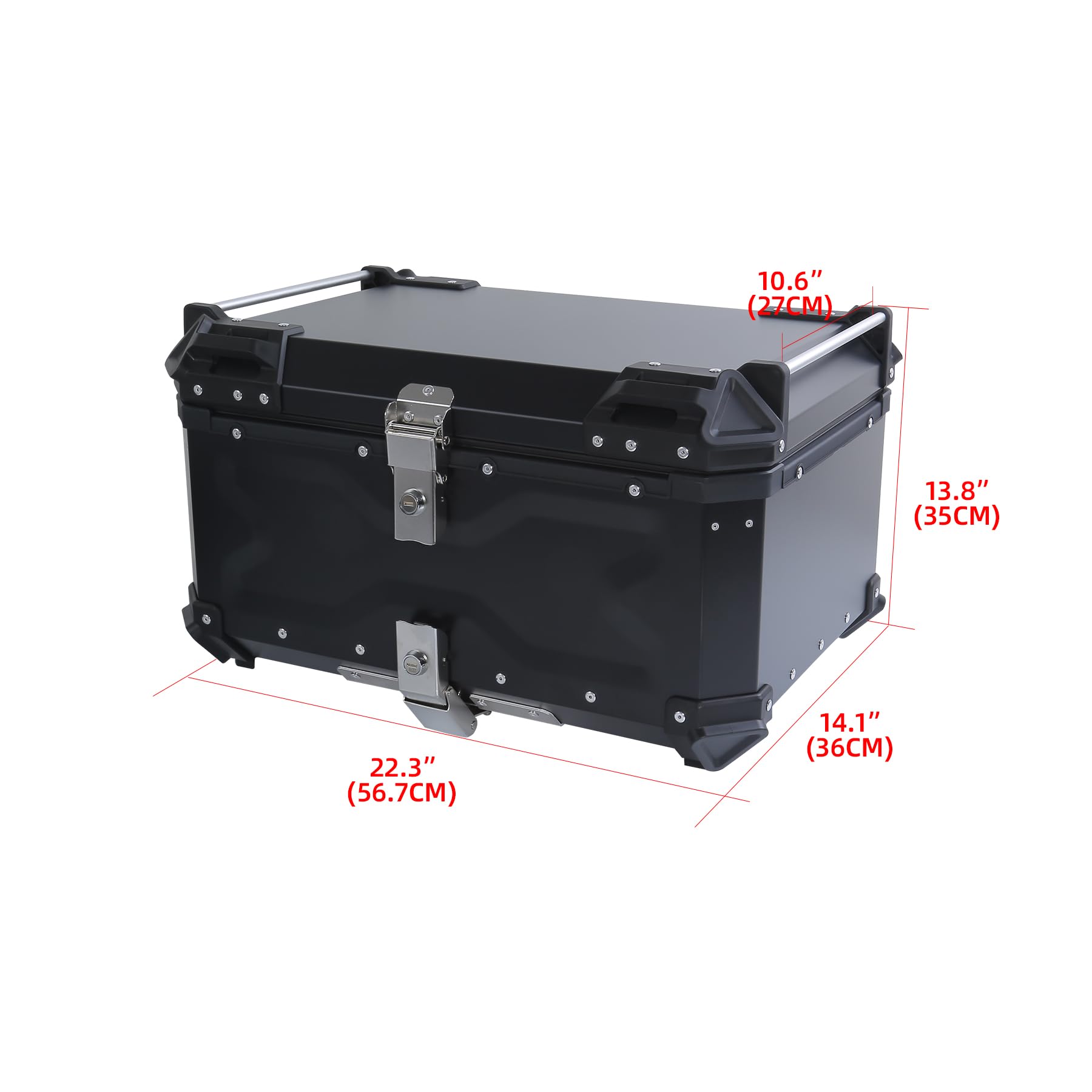 H-YEEU Topcase Motorrad, 65L Aluminiumlegierung Topcase für Roller, Motorradkoffer mit Schnellverschluss – mit 2 Schlüsseln und reflektierendem Aufkleber - Image 2