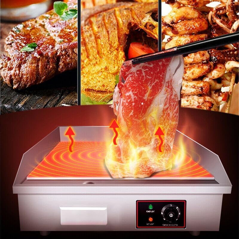 H-YEEU 3000W Elektrischer Grill, Arbeitsplattengrillplatte Grillplatte Edelstahl Elektro Grill 55 x 36 cm für Balkon & Indoor, Stufenlos 50-300 °C - Image 3