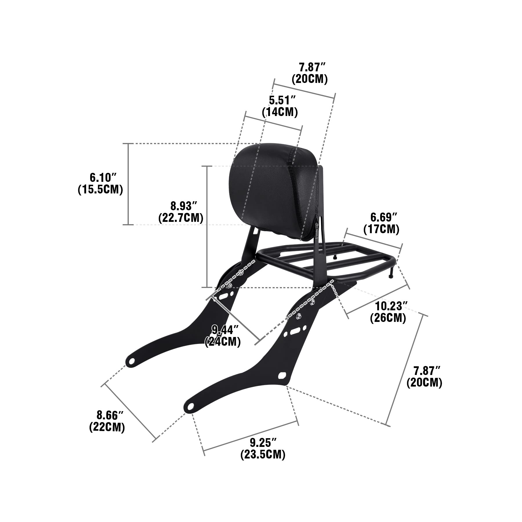 H-YEEU Motorrad Rückenlehne Sitzpolster mit Gepäckträger fit für Rebel CMX500 CMX300 2017-2020 Beifahrer-Rückenlehne Sissy Bar - Image 2