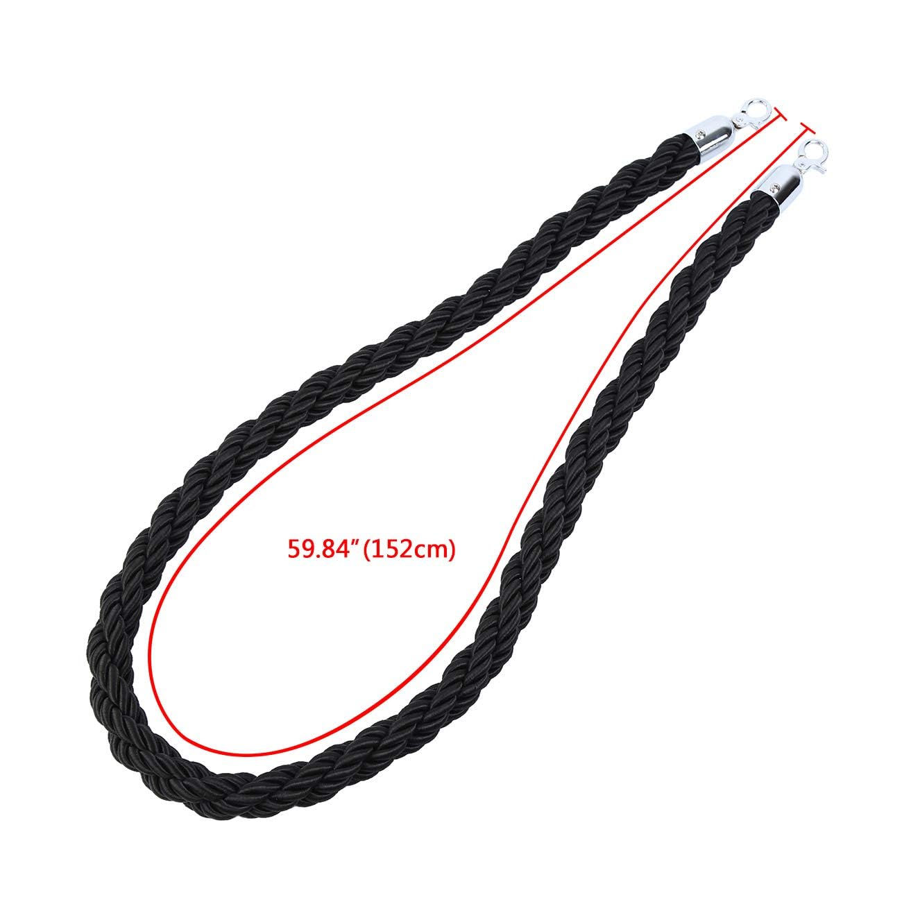 KayEsampra 1.5 M Absperrkordel Handlaufseil Absperrseil Personenleitsystem Handlaufseil Personen mit Haken für Hotel Restaurant Cinema(Schwarz) - Image 3