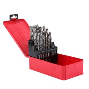 H-YEEU 25-teiliges HSS Spiralbohrer-Set 1–13 mm, Hochgeschwindigkeitsstahl-Bohrer für Metall, gehärteten Stahl, Gusseisen – inklusive Aufbewahrungskasten – Präzisionsbohrer für Handwerk und Industrie