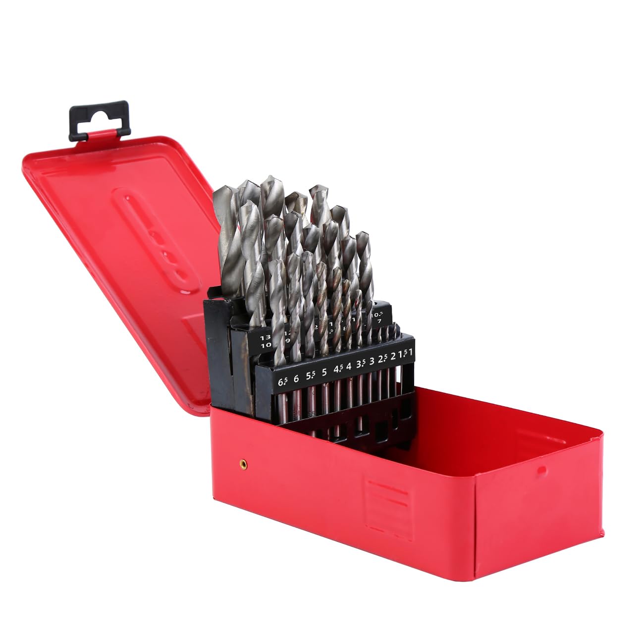 H-YEEU 25-teiliges HSS Spiralbohrer-Set 1–13 mm, Hochgeschwindigkeitsstahl-Bohrer für Metall, gehärteten Stahl, Gusseisen – inklusive Aufbewahrungskasten – Präzisionsbohrer für Handwerk und Industrie