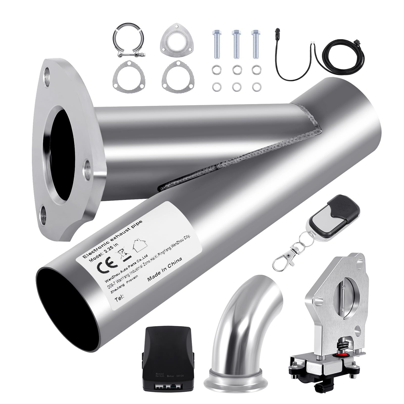 H-YEEU 2.25" 57mm Edelstahl Elektrische Auspuff Endschalldämpfer Ventilschalter System Kit mit Fernbedienung