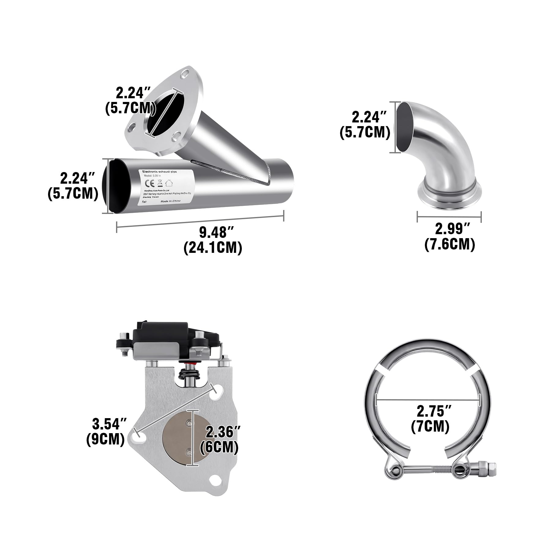 H-YEEU 2.25" 57mm Edelstahl Elektrische Auspuff Endschalldämpfer Ventilschalter System Kit mit Fernbedienung - Image 3