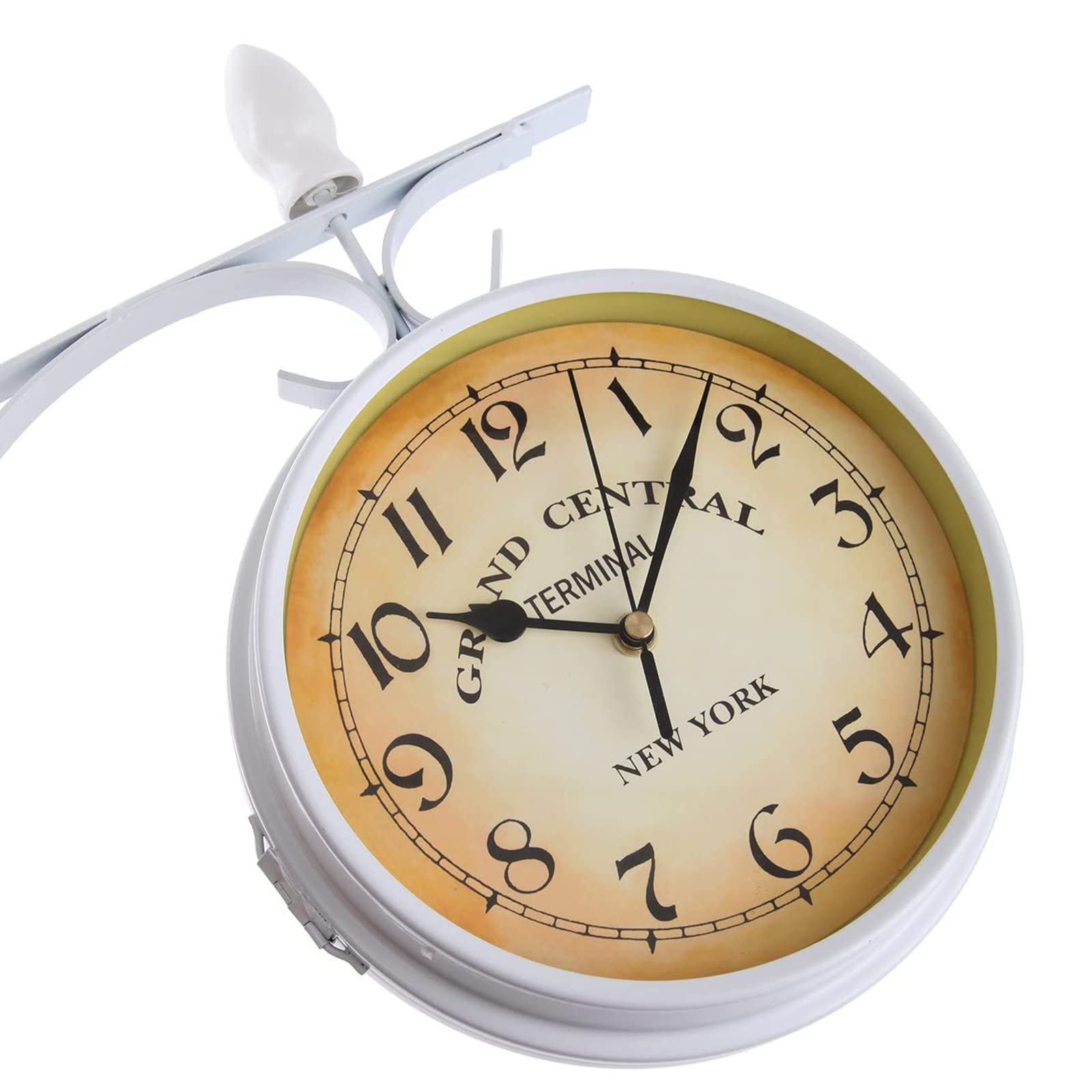 H-YEEU Doppelseitige Bahnhofsuhr Retro Zweiseitige Wanduhr Eisen Retro Wanduhr, Zahlen Wanduhr 31 cm * 29 cm Dekorative Wanduhr mit Halterung - Image 4