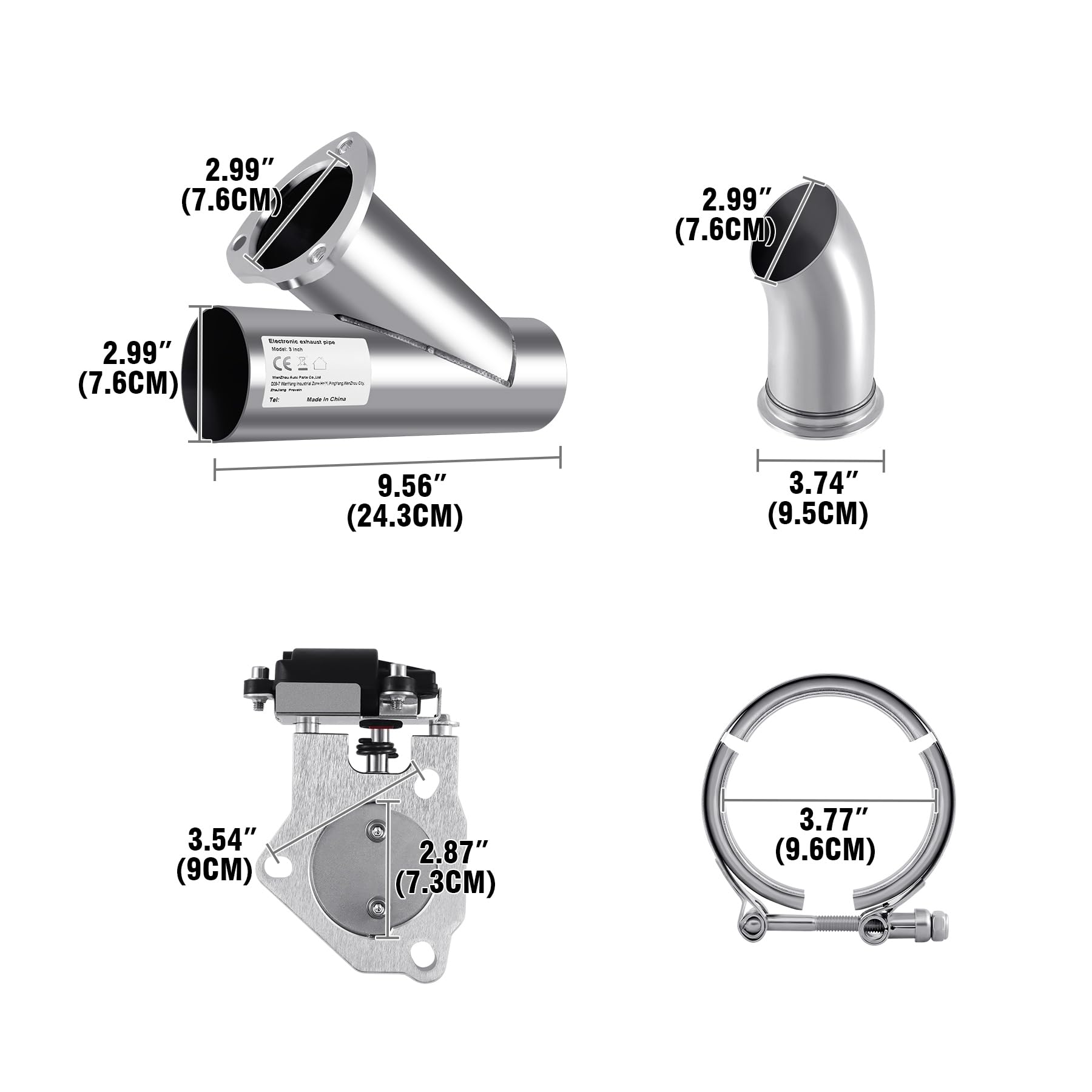H-YEEU 3" 76mm Edelstahl Elektrische Auspuff Endschalldämpfer Ventilschalter System Kit mit Fernbedienung - Image 2