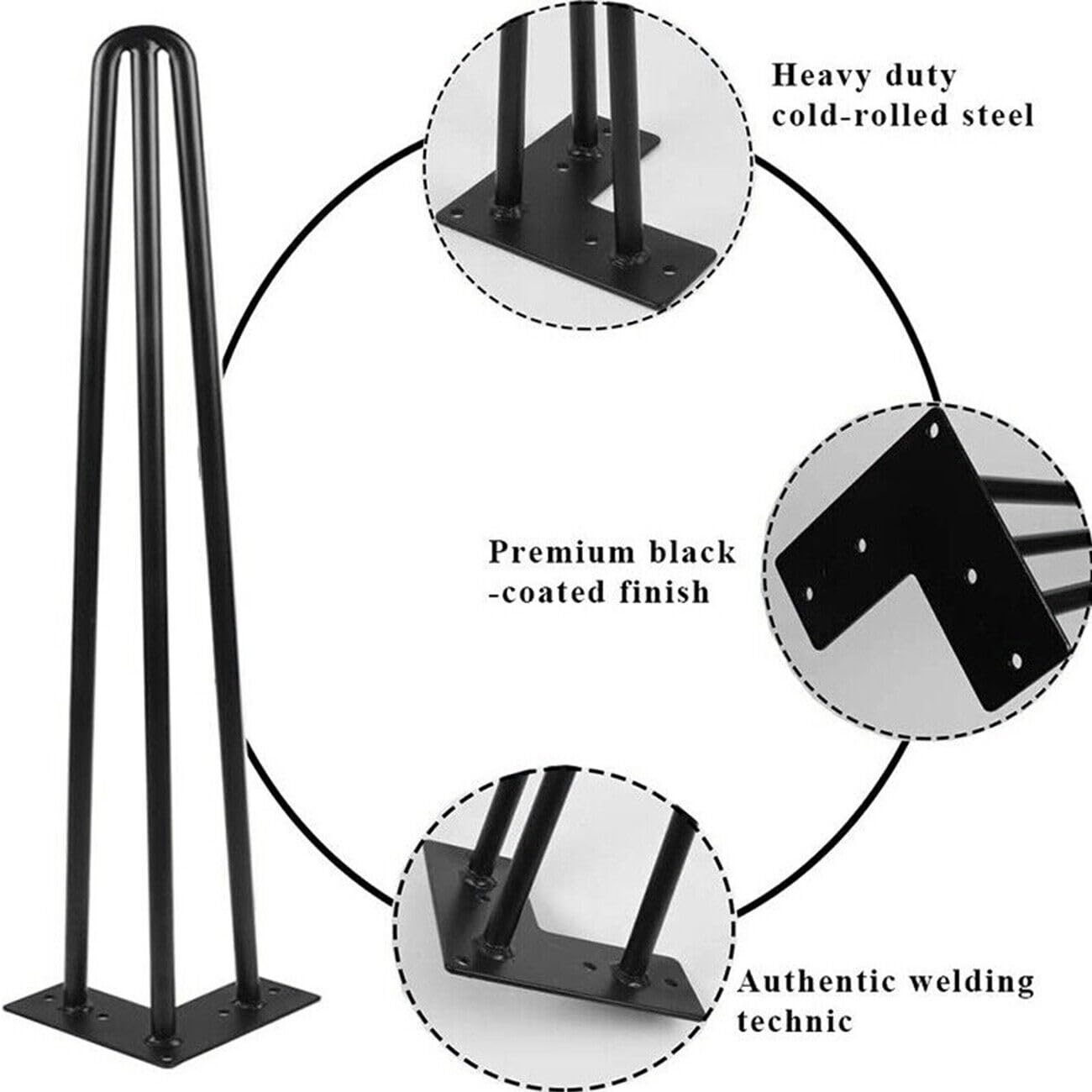 KayEsampra 4er Set Haarnadel Tischbein 72 cm/28inch Möbelfüße Tischgestell Haarnadelbeine Heavy Duty Metall Möbel Bein für Schreibtisch Esstisch Couchtisch Tisch - Image 4