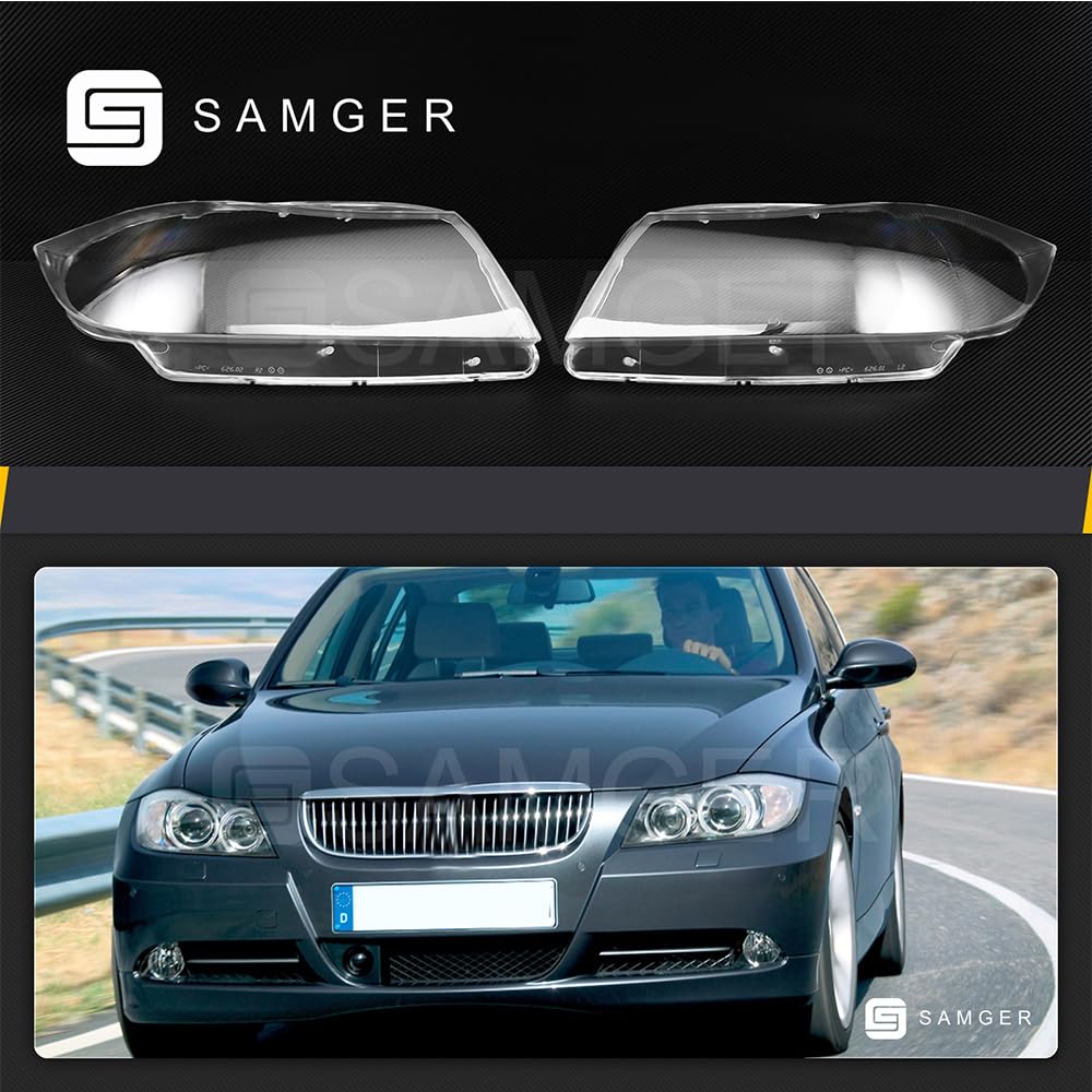 Samger 2 Stück linke rechte Seite Scheinwerfer Scheinwerferlinse Klare Linsenabdeckung Ersatz Fit für BMW 3 Series E90 2005-2012 - Image 2