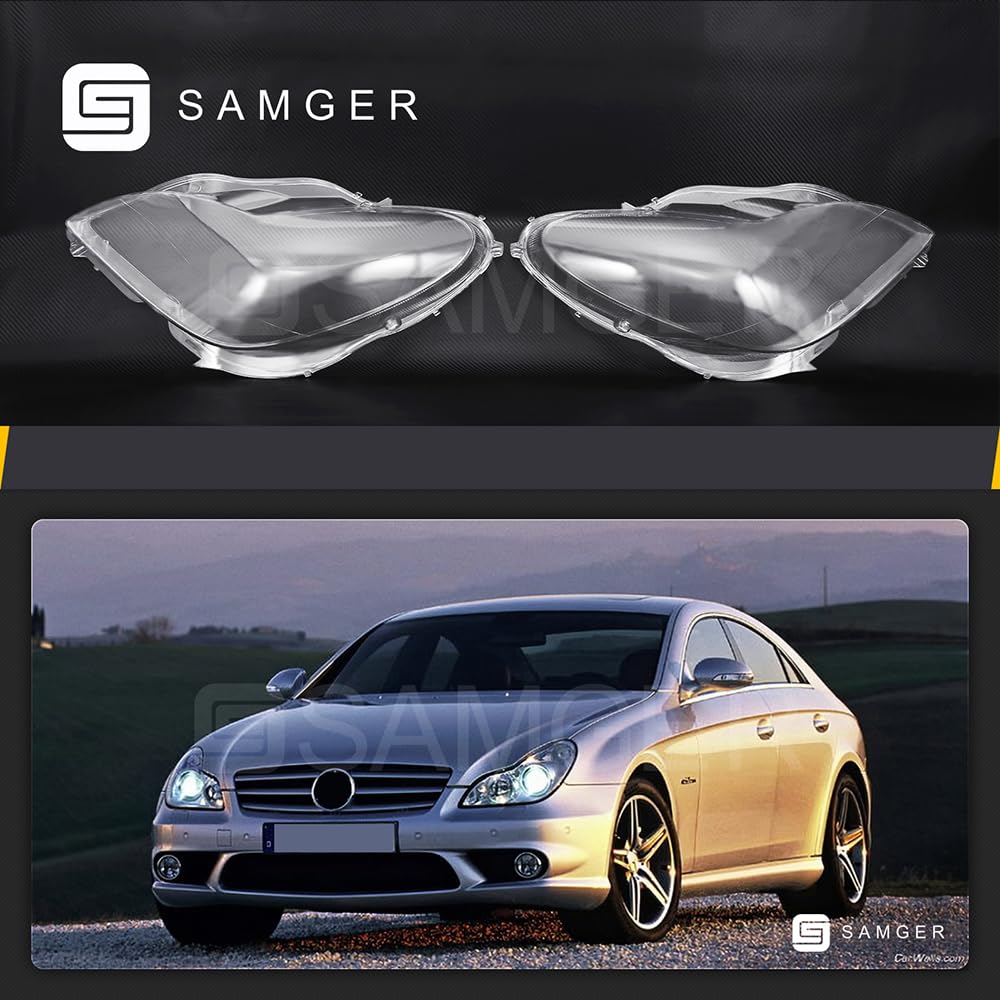 Samger 1 Paire de Droite et de Gauche Phare Coque Lampe Frontale lentille Transparente Coque Fit pour Mercedes W219 CLS350 CLS500 CLS550 2006-2011 - Image 3