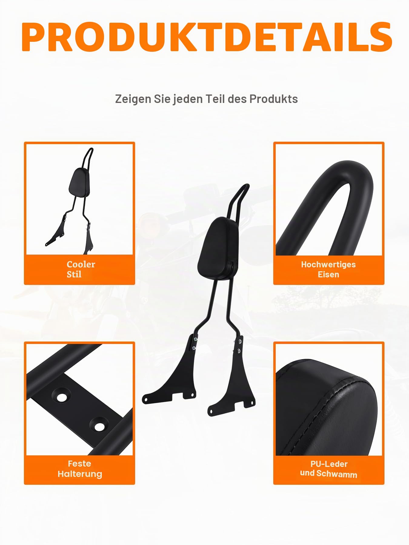 Samger Sissy Bar Hinten Abnehmbare Rückenlehne Fit für Harley Sportster XLH883 XL883R XL883C XLH1200 Schwarz - Image 3