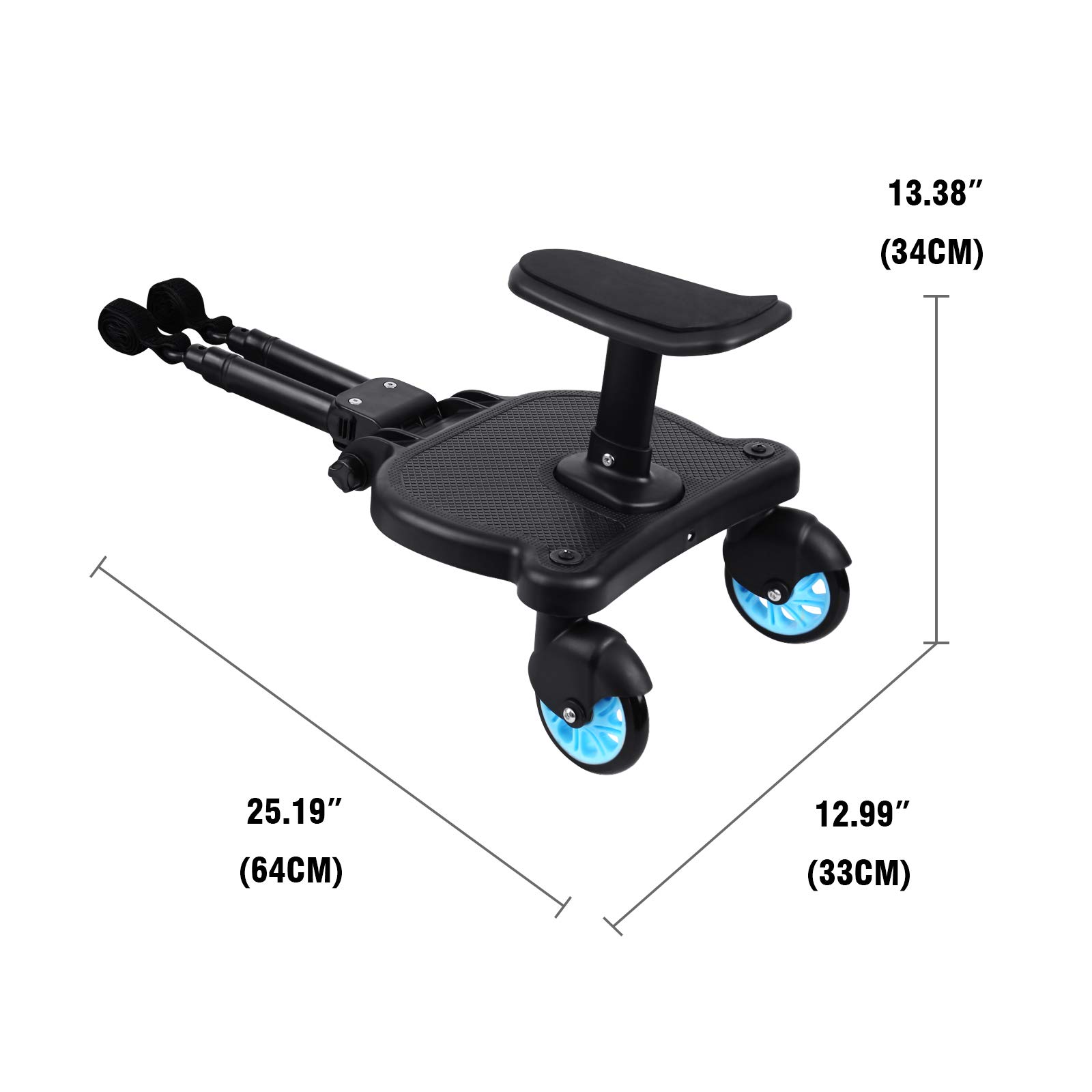 H-YEEU Blau Buggy Board Mit Sitz, Kinder Buggy Board, Trittbrett Für Kinderwagen, Abnehmbar Kinderwagenzubehör für Kinder von 2-6 Jahren (25 kg) - Image 4