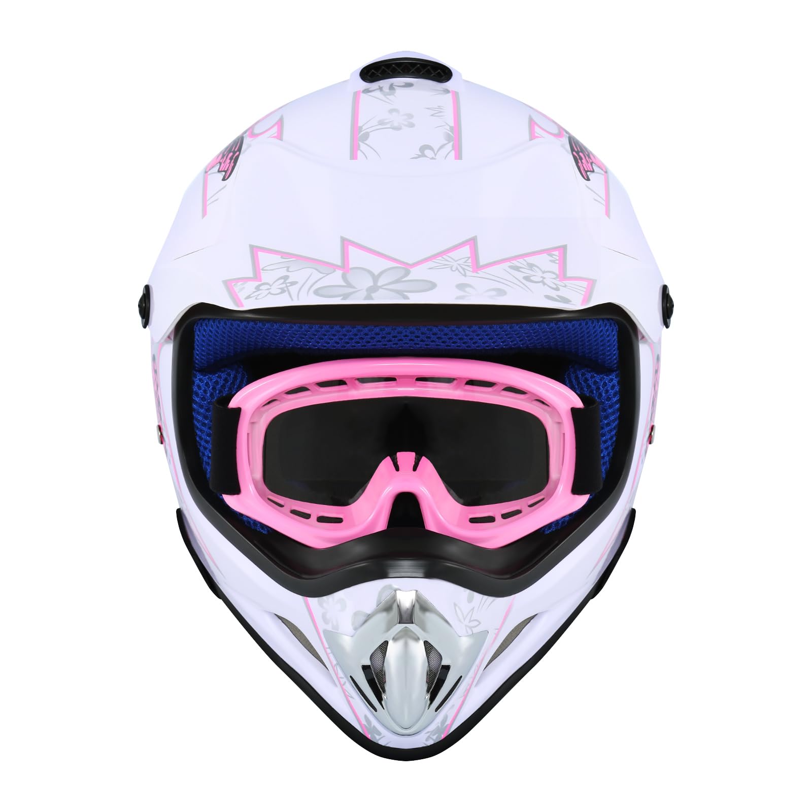 Samger DOT Jugend Kinder Offroad Helm Motocross Helm Dirt Bike ATV Motorrad Helm Handschuhe Brille (L,Weiß) - Image 4