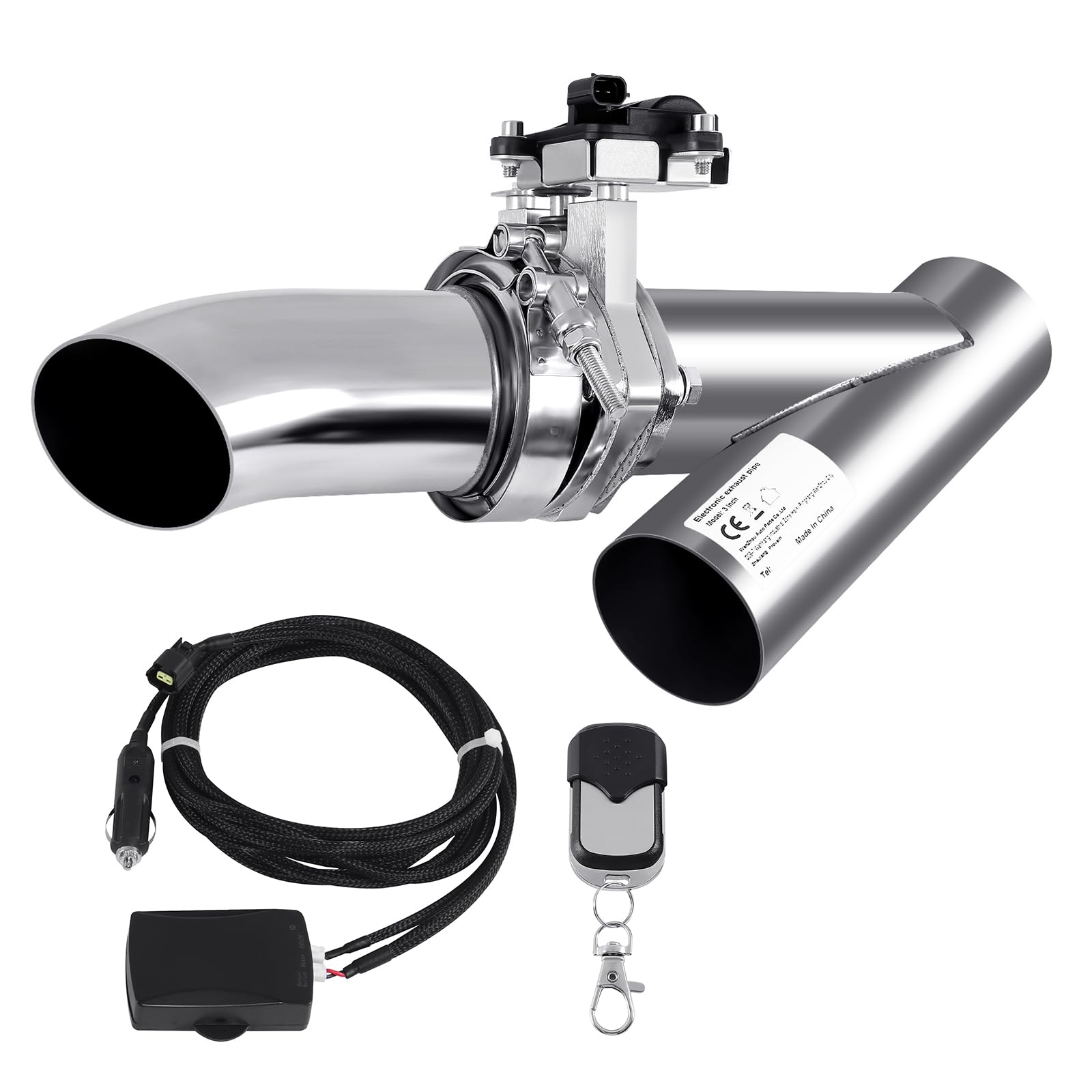 H-YEEU 3" 76mm Edelstahl Elektrische Auspuff Endschalldämpfer Ventilschalter System Kit mit Fernbedienung