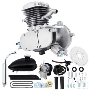 80cc 2 Temps Kit Moteur Velo Gaz Moteur Kit de Conversion de Vélo pour vélo motorisé Argen/Noire Livraison aléatoire