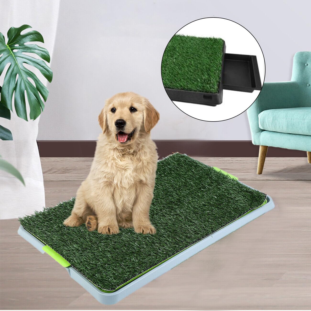Hundeklo Hundetoilette, Welpentoilette 67 x 42cm, Indoor Hundetöpfchen, Toilette Welpenklo Training Rasenmatte für Kleine Hunde Grosse Hunde ältere