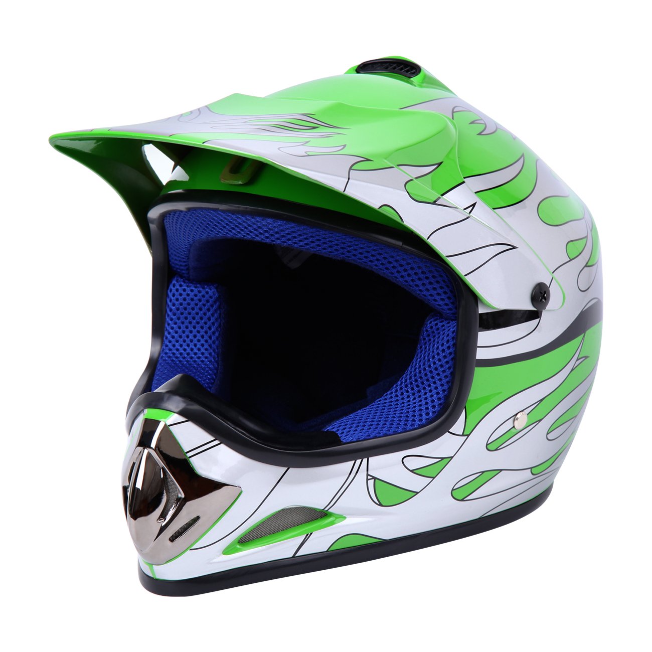 Samger DOT Jugend Kinder Off Road Helm Motocross Helm Dirt Bike ATV Motorradhelm Handschuhe+Brille(L,Grün) - Image 4