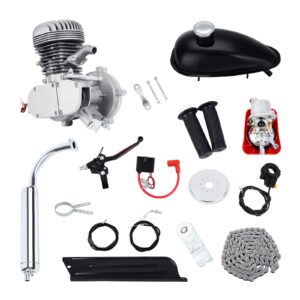 Samger Samger 2 Temps Kit Moteur Velo Gaz Moteur Kit de Conversion de Vélo (Argent, 100CC)