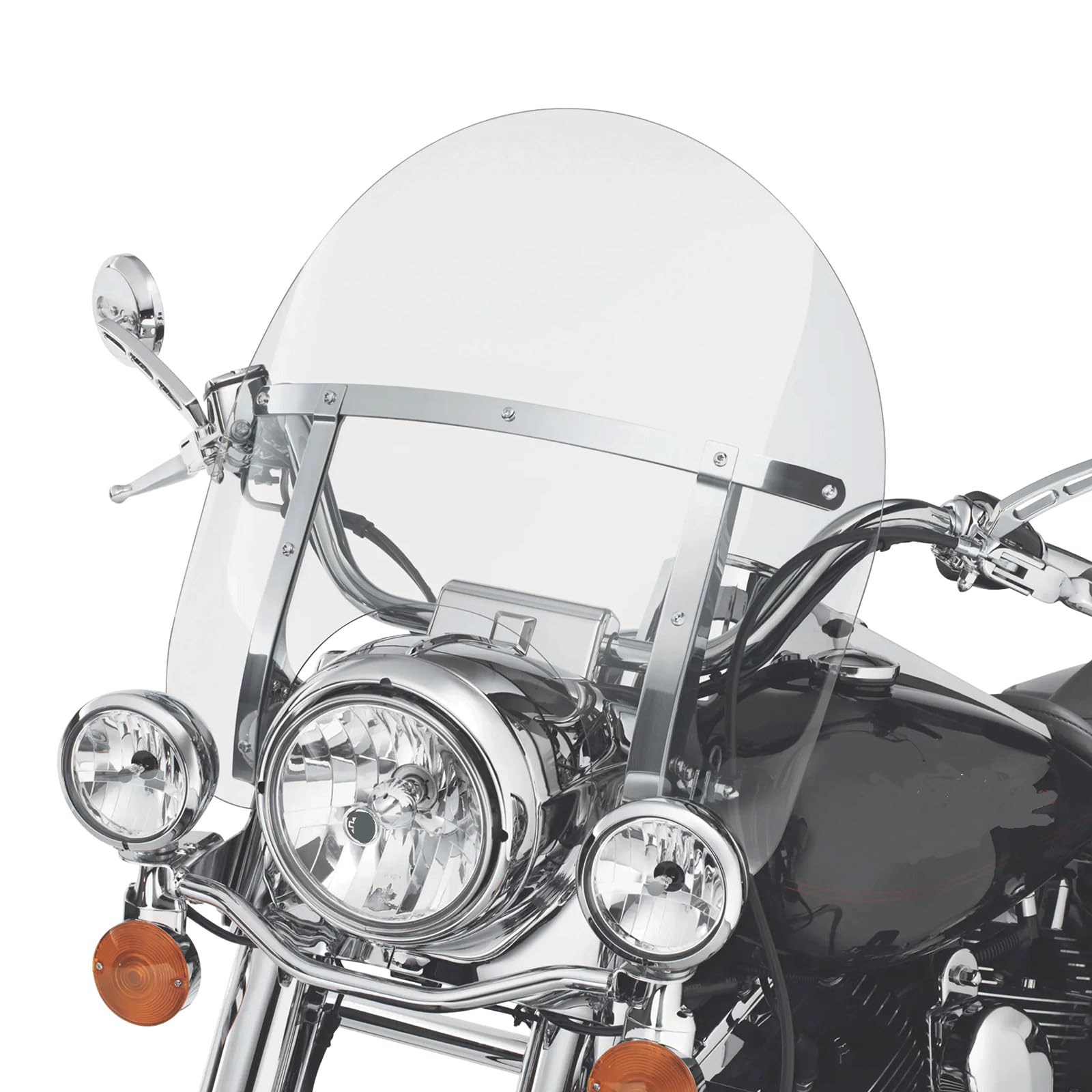 H-YEEU Motorrad Windschutzscheibe Windschutzabweiser fit für Harley Suzuki Honda Shadow Yamaha Kawasaki Cruiser Standards (Weiß, 17 inch) - Image 2
