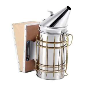H-YEEU Edelstahl Bienensmoker mit Hitzeschutz – Imker Smoker mit Balg, hitzebeständig & rostfrei – Für die sichere Honigernte & Bienenberuhigung – Robustes Imker-Zubehör