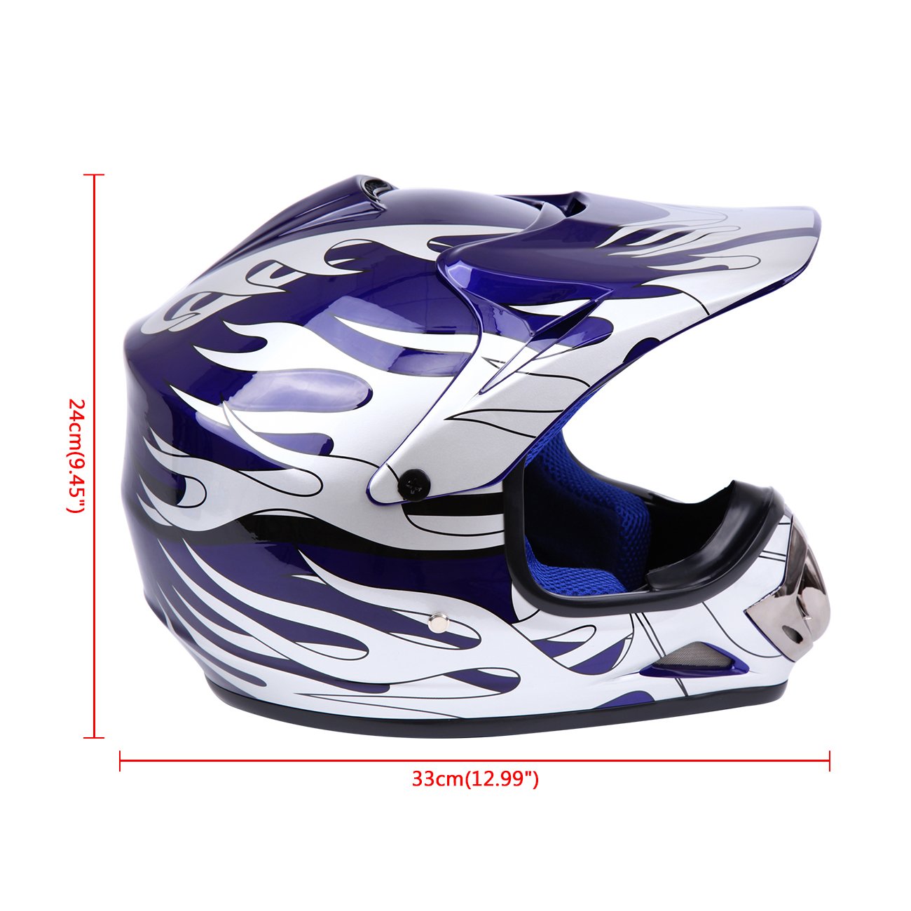 Samger DOT Jugend Kinder Offroad Helm Motocross Helm Dirt Bike ATV Motorrad Helm Handschuhe Brille(M,Blau) - Image 2