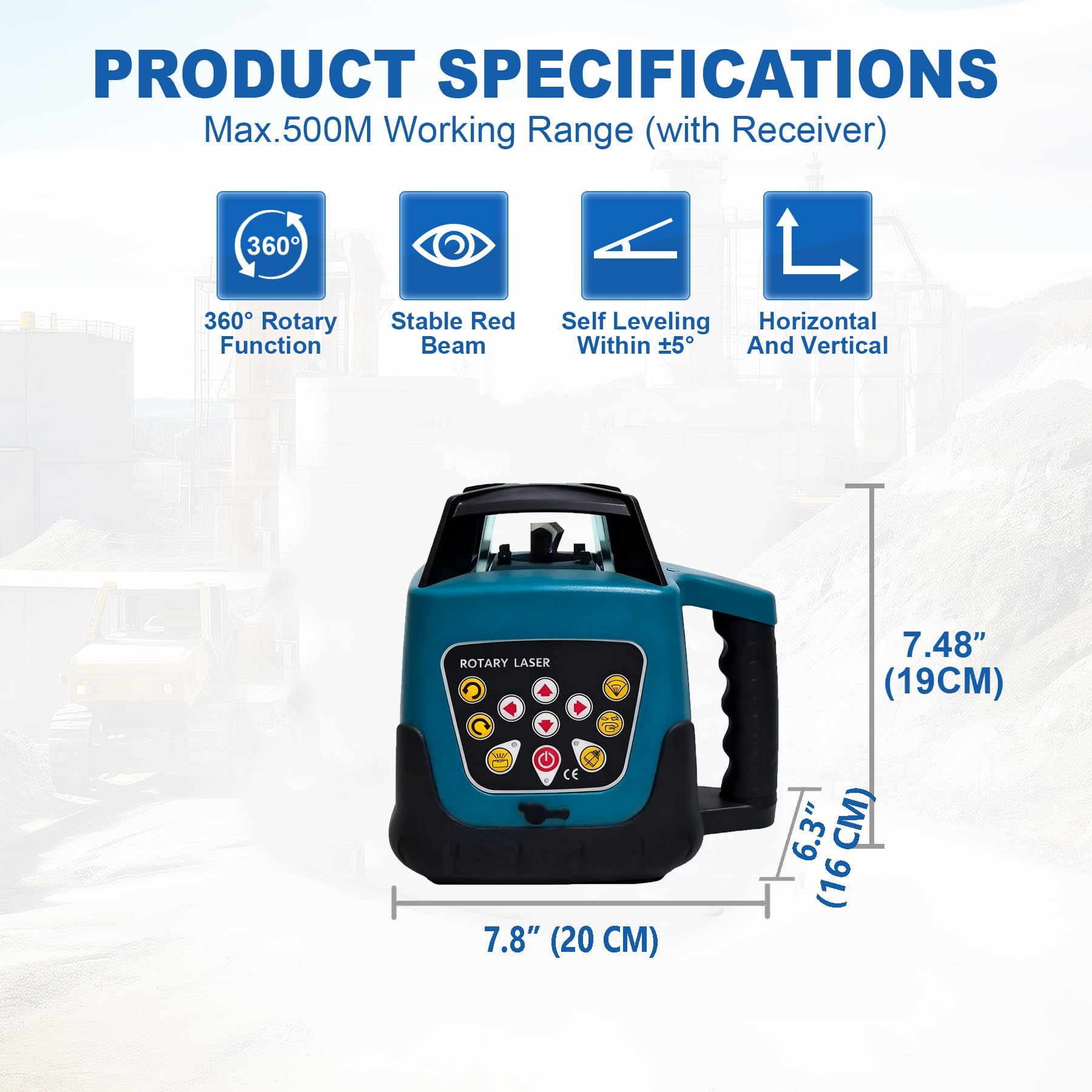 H-YEEU Automatisches Selbstnivellierendes Rotierendes Laser Level Kit, Grüner Strahl 360° Rotierendes IP54 Horizontale Vertikale Transit Level Arbeitsbereich 500M mit Empfänger Fernbedienung - Image 4