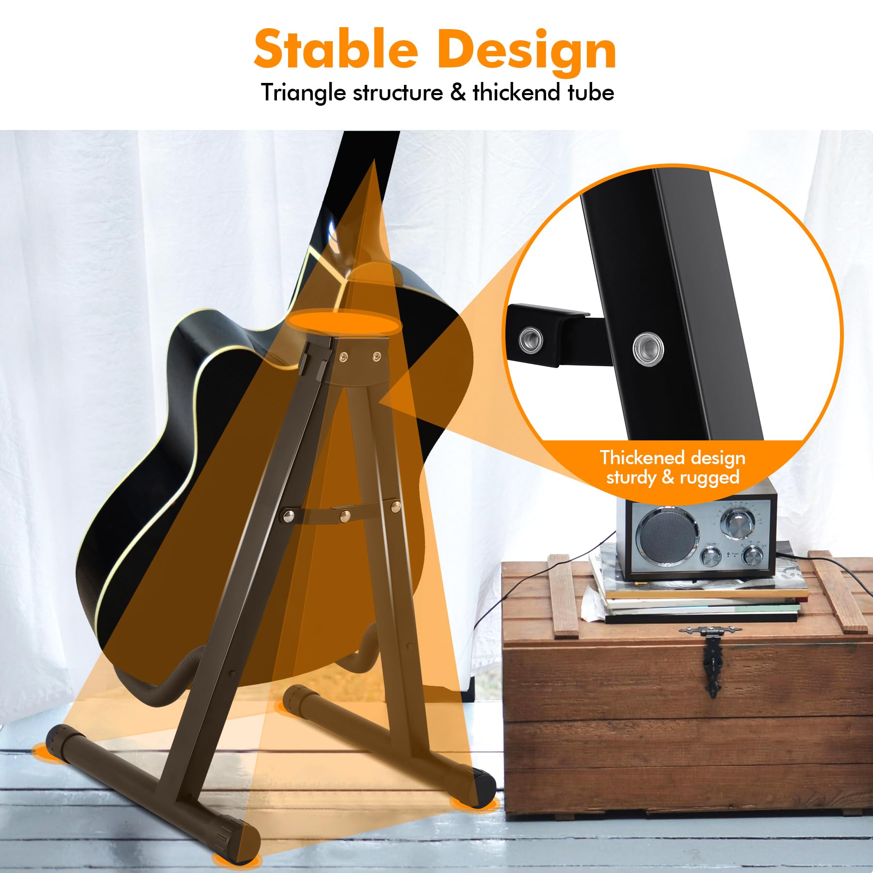 Ridgeyard Universal Gitarrenständer Aufklappen, für Akustikgitarre E-Gitarren- und Bassgitarre ,A-Form - Image 4