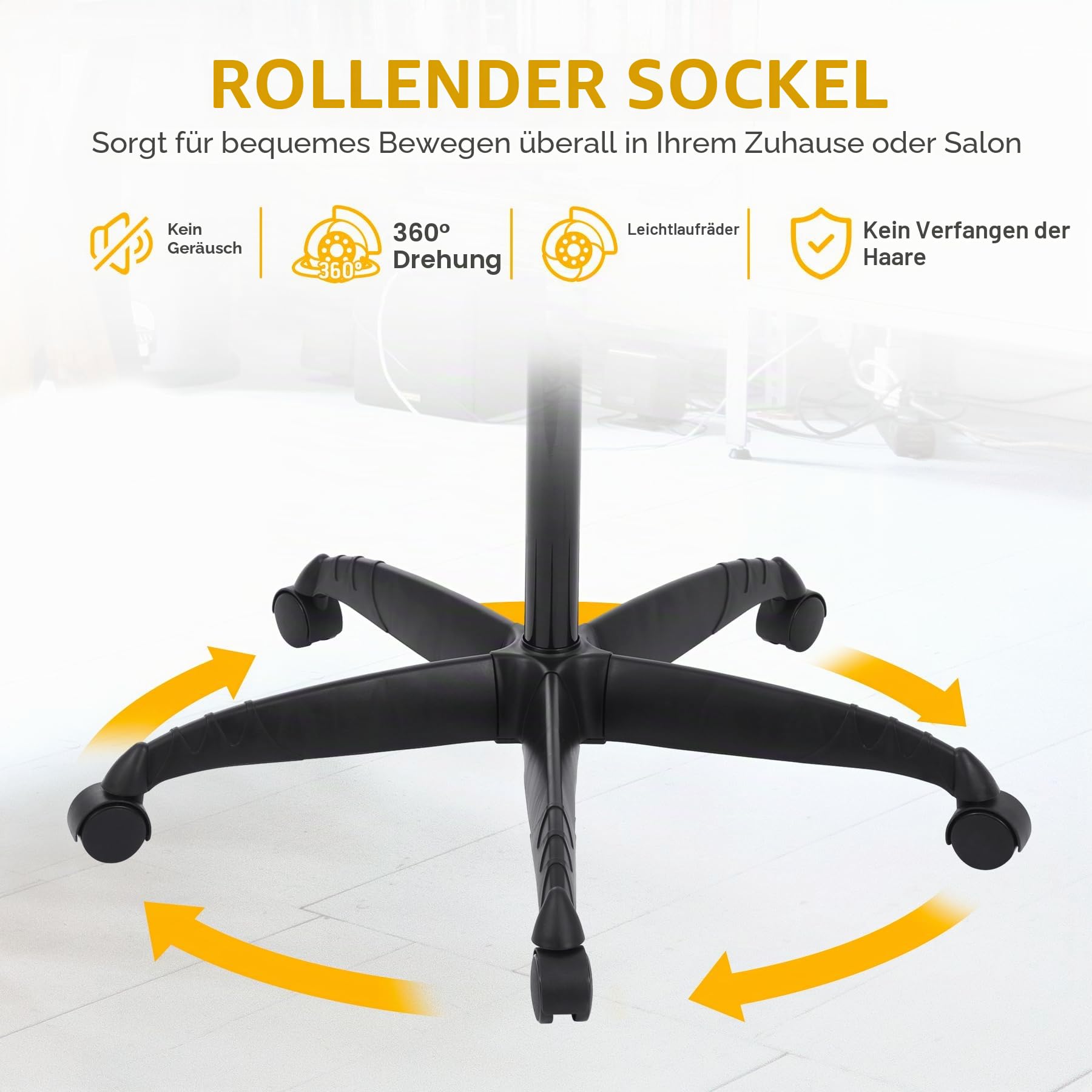 SAMGER Haartrockner mit Stativ, Profi 1050W Friseur Haartrockenhaube, Höhenverstellbar 78-128cm, Schaltuhr 0-60 Min, Verstellbar Temperatur 0-75℃, Trockenhaube für Friseursalon, Schwarz - Image 4