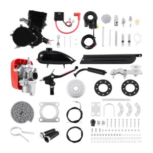 Samger Samger 2 Temps Kit Moteur Velo Gaz Moteur Kit de Conversion de Vélo (Noir,110CC)