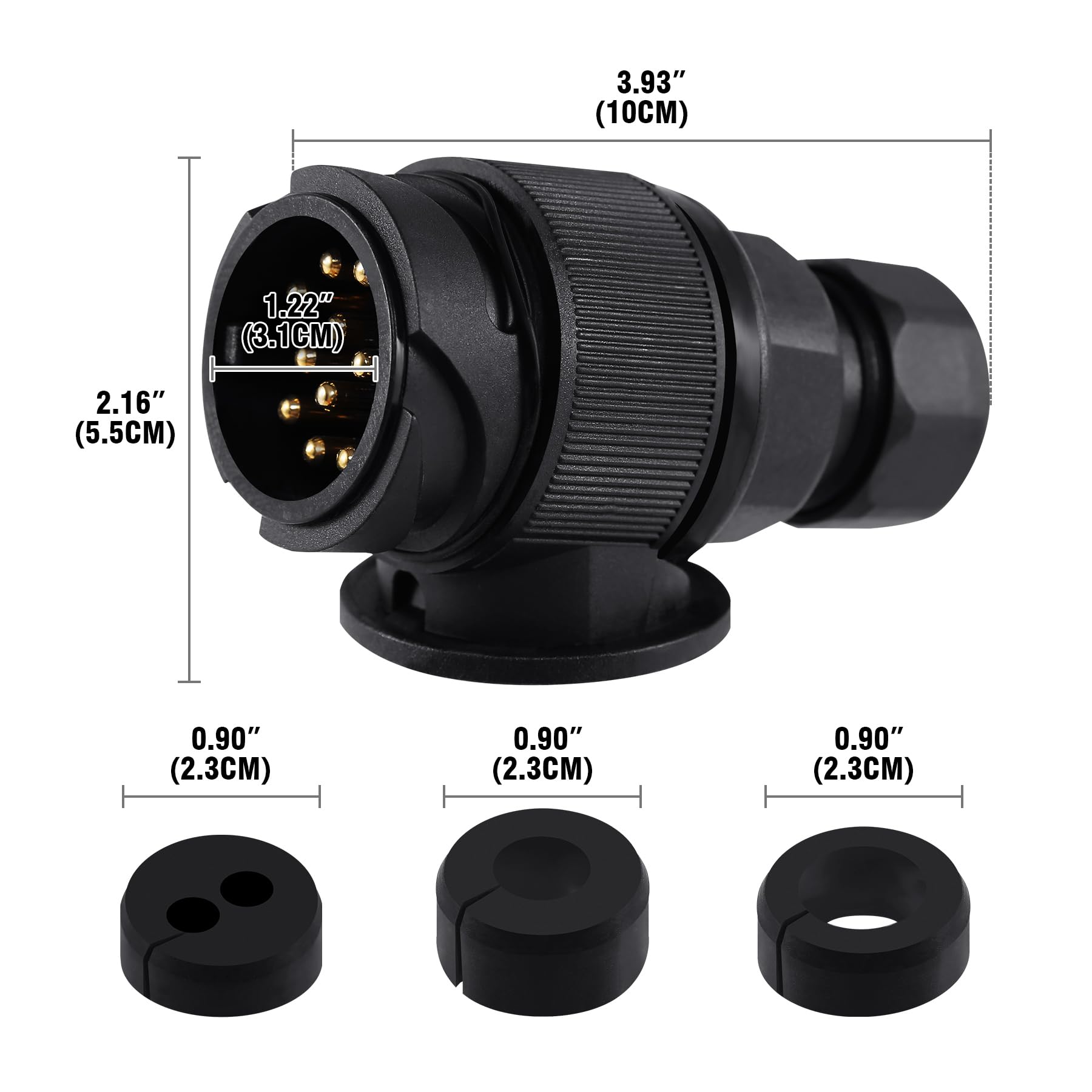 H-YEEU 13 Poliger Anhänger Stecker 12V Wasserdicht Anhängerstecker 13 polige Anhänger Stecker Für Wohnwagen PKW AHK Adapter Stecker - Image 3