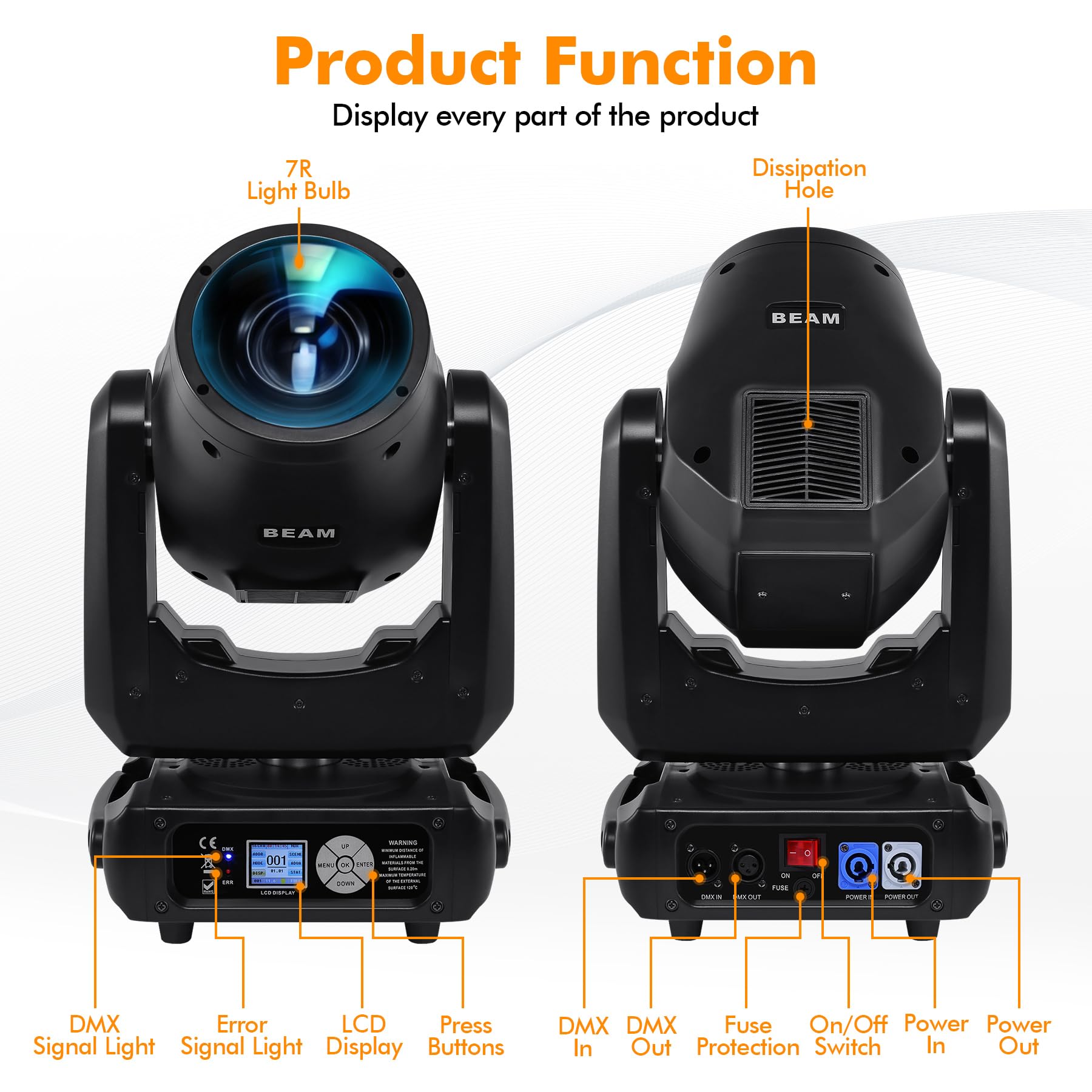 Moving Head 230W 7R LED Beam DMX Bühnenlicht für DJ Bar Hochzeiten - 1Stk - Image 2