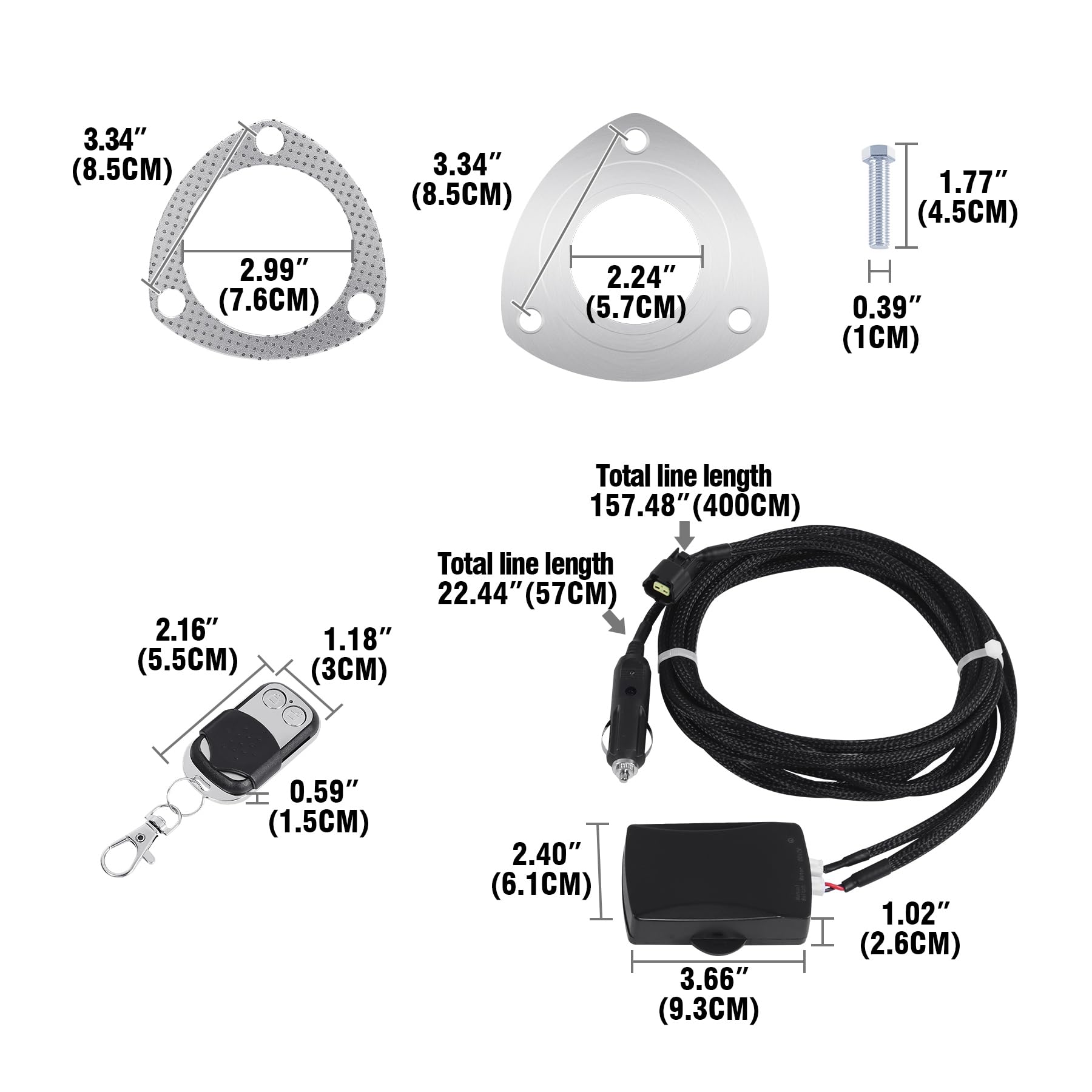 H-YEEU 51mm 2" Edelstahl Elektrische Auspuff Endschalldämpfer Ventilschalter System Kit mit Fernbedienung - Image 4