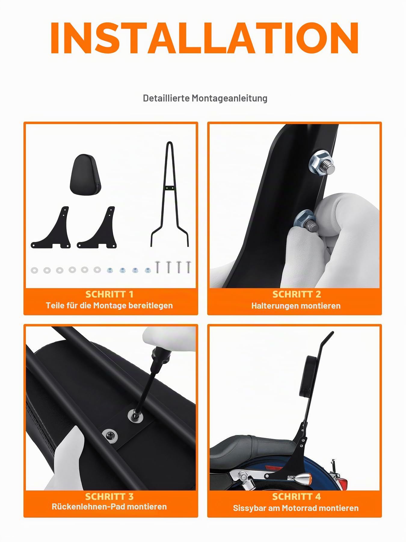 Samger Sissy Bar Hinten Abnehmbare Rückenlehne Fit für Harley Sportster XLH883 XL883R XL883C XLH1200 Schwarz - Image 4