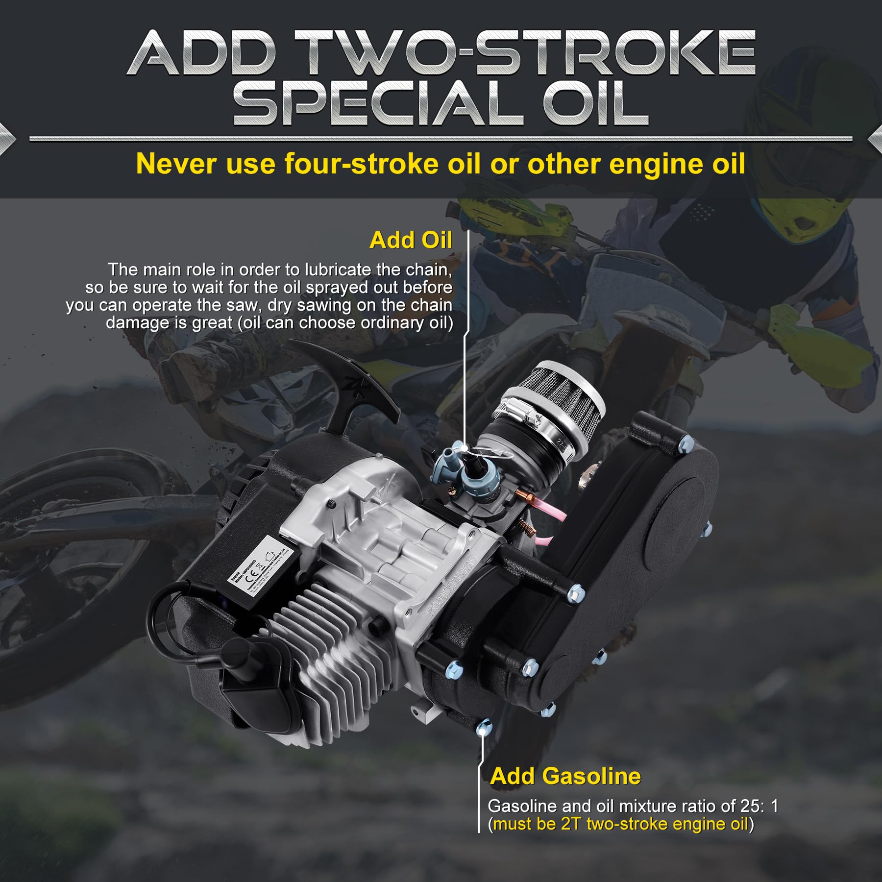 Sange 49cc 2 Takt Motor mit Vergaser für Motorrad Pocket Bike Mini Bike Quads Cross Bike - Image 3
