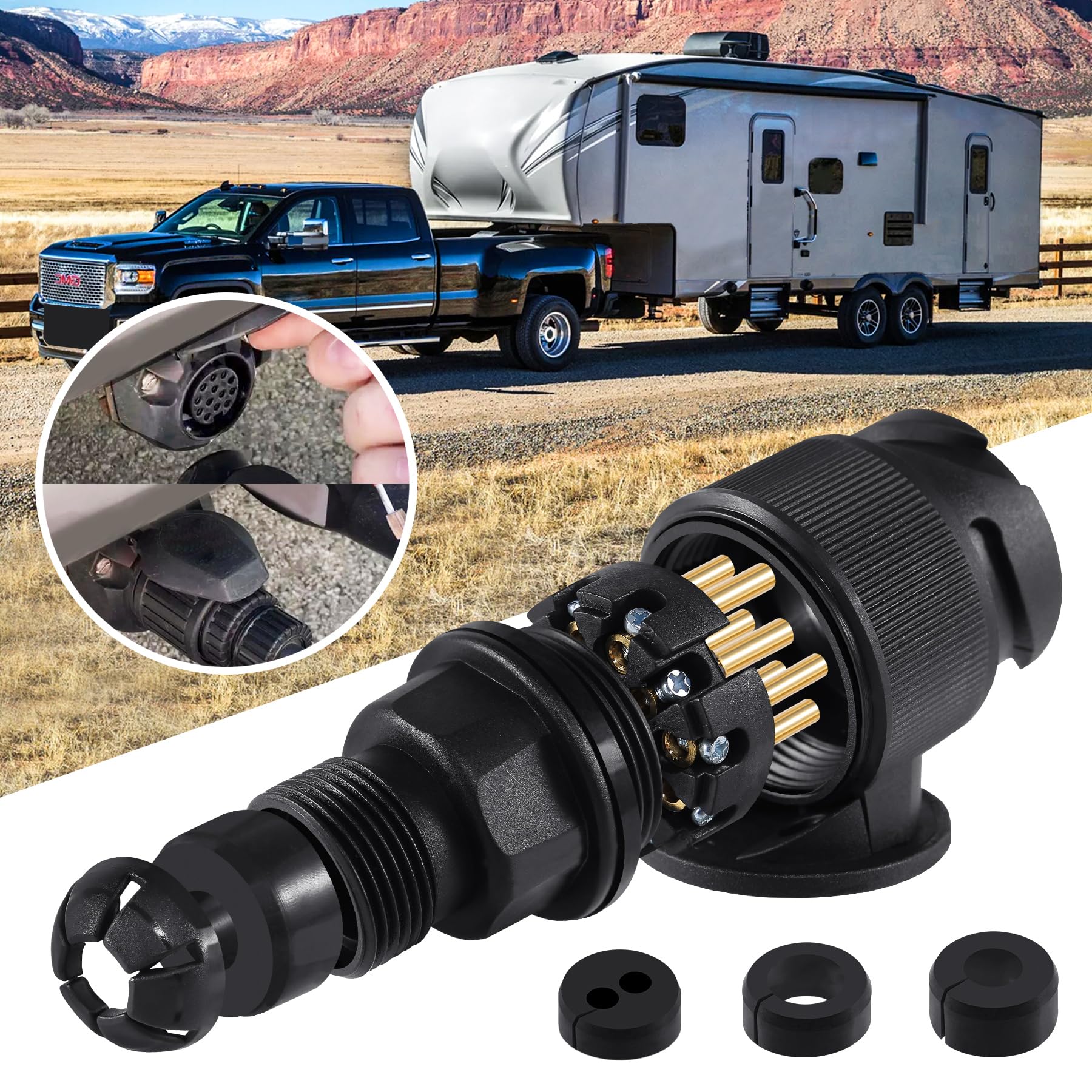 H-YEEU 13 Poliger Anhänger Stecker 12V Wasserdicht Anhängerstecker 13 polige Anhänger Stecker Für Wohnwagen PKW AHK Adapter Stecker - Image 2