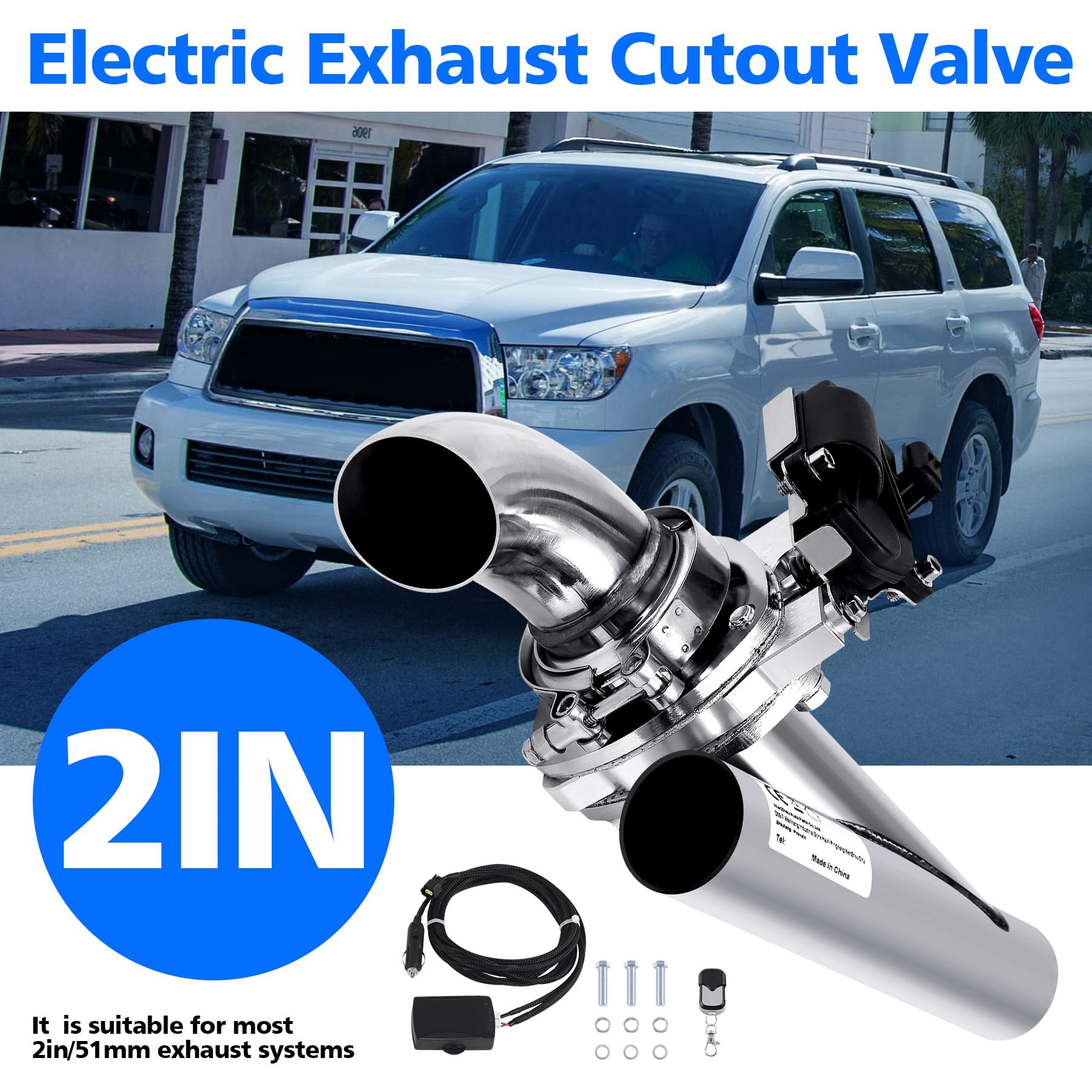 H-YEEU 51mm 2" Edelstahl Elektrische Auspuff Endschalldämpfer Ventilschalter System Kit mit Fernbedienung - Image 2