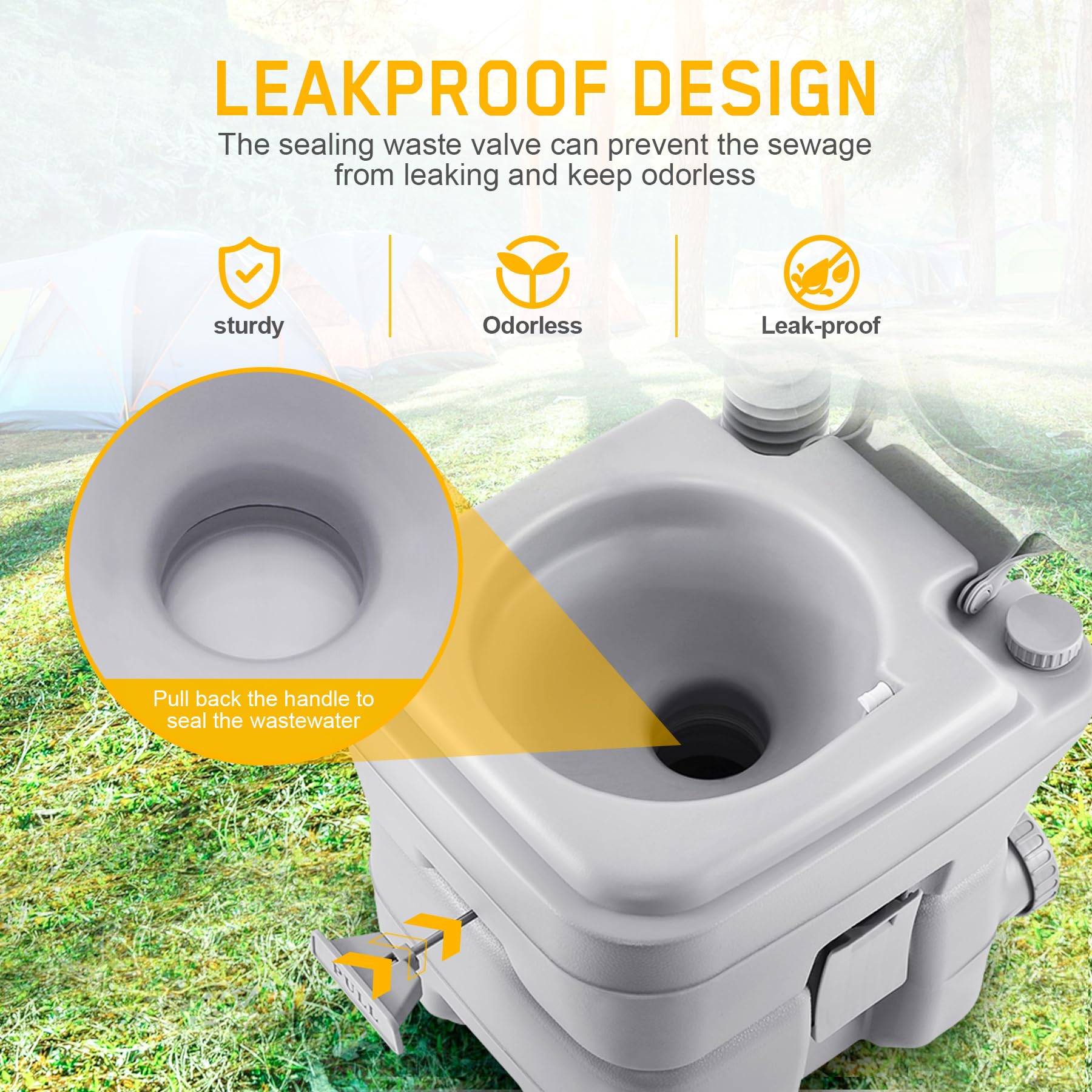 Samger Samger 20L Tragbare Campingtoilette Chemietoilette, Mobile Toilette Reisetoilette Campingklo, Unterstützung bis 130KG für Camping, Wohnmobil, Im Freien Reise - Image 3